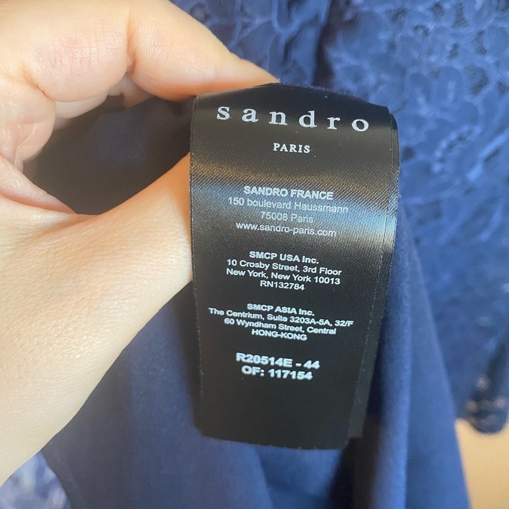 Sandro Alicia Lace Mini Dress In Marine Blue - Picture 6 of 13